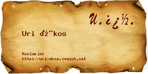 Uri Ákos névjegykártya